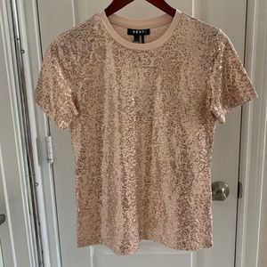 NWT DKNY size XS pink shirt with pink sequence 🎆
